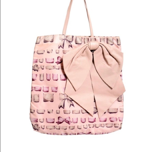 Valentino red tote with pink leather bow and dustbag - Picture 2 of 3